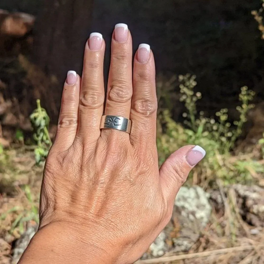 Unisex Navajo Ring Silver Overlay Native American Handmade Jewelry‎ Sz 12.5 **